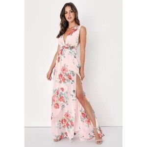Lulus Womens Dress Floral Maxi Garden Meandering Blush Small